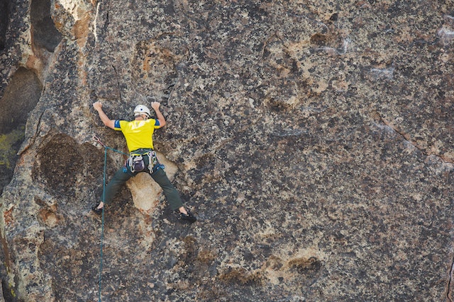 climber on a mountain wall